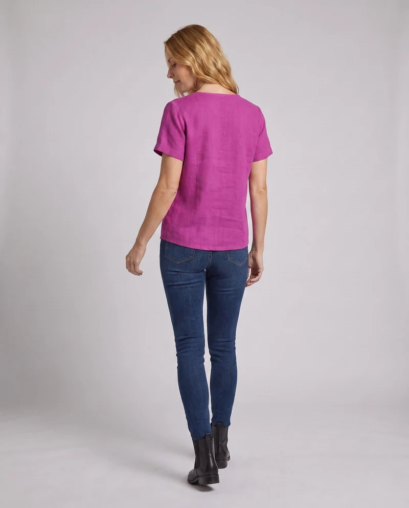 Damen Leinenbluse mit Knopfdetails R&B