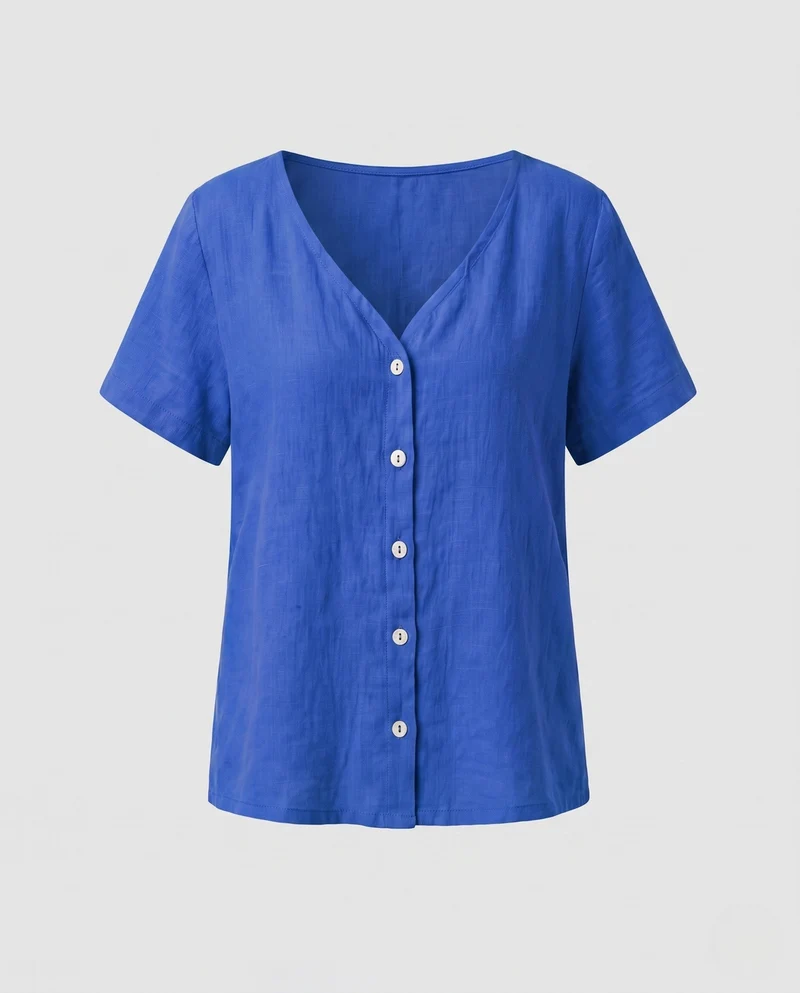 Damen Leinenbluse mit Knopfdetails R&B