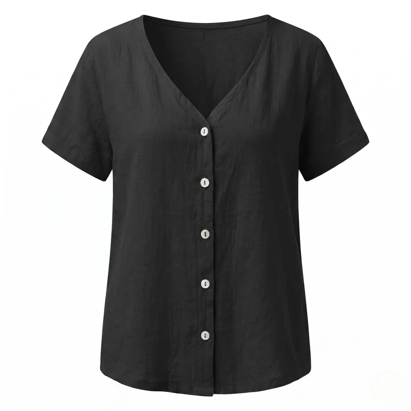 Damen Leinenbluse mit Knopfdetails R&B