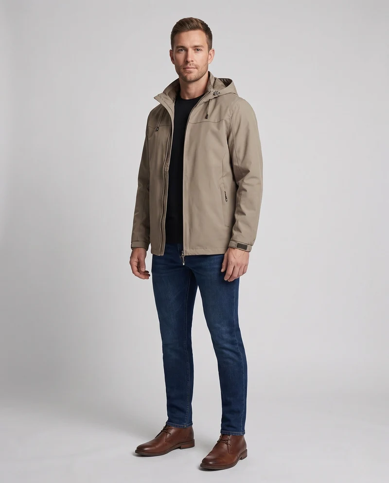 Herren Wasserabweisende Kapuzen Softshelljacke mit Verstellbaren Bündchen und Versteckten Reißverschlusstaschen Nord Taschen