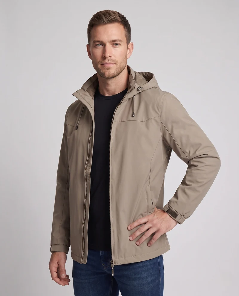 Herren Wasserabweisende Kapuzen Softshelljacke mit Verstellbaren Bündchen und Versteckten Reißverschlusstaschen Nord Taschen