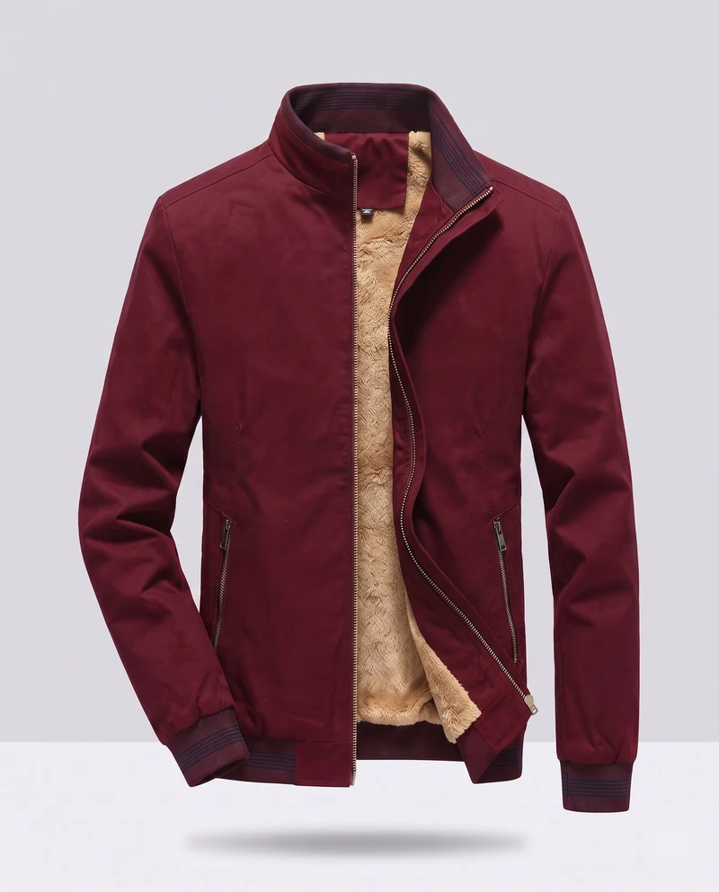 Herren Thermo Bomberjacke im Vintage-Look mit Teddy-Futter und gestreiften Rippbündchen Nord Taschen
