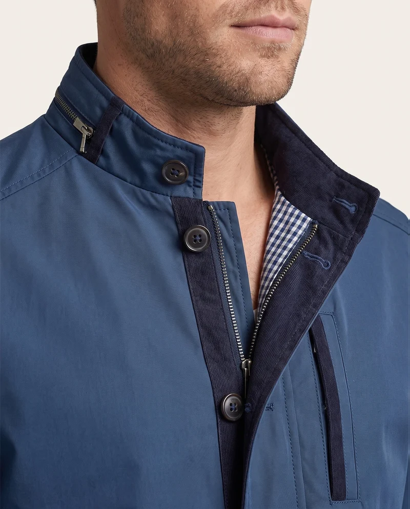 Herren Übergangsjacke mit Stehkragen und Wildlederbesatz, taillierte Passform Nord Taschen