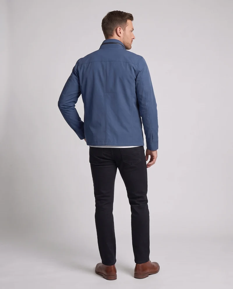 Herren Übergangsjacke mit Stehkragen und Wildlederbesatz, taillierte Passform Nord Taschen