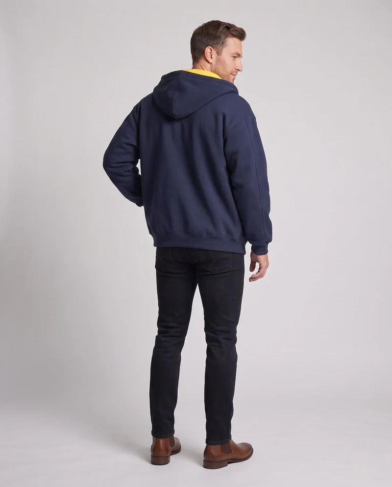 Herren Oversize Hoodie Jacke mit wärmendem Teddyfleece-Futter & durchgehendem Reißverschluss Nord Taschen