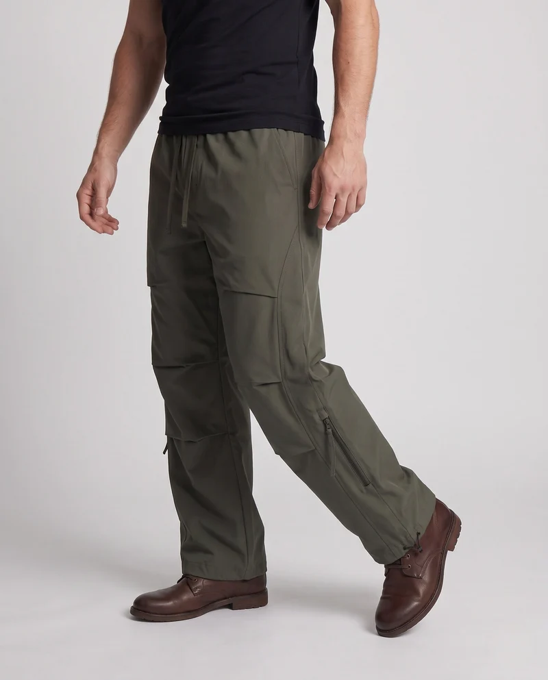Herren Übergröße Nylon Cargo Baggy Hosen mit elastischem Kordelzugbund, multifunktionalen Taschen & verstellbarem Saum Nord Taschen