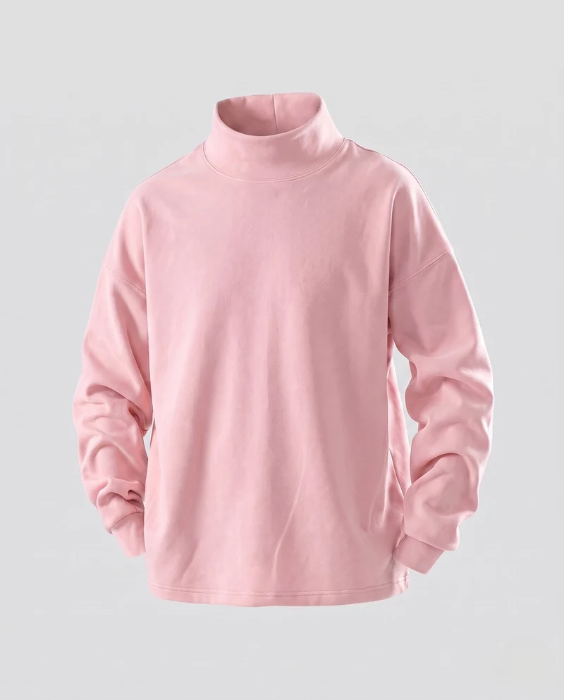 Herren Oversize Rollkragenpullover aus weichem Fleece mit überschnittenen Schultern Nord Taschen