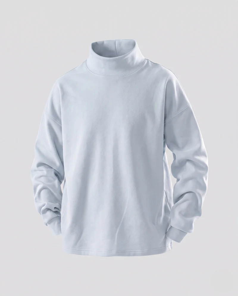 Herren Oversize Rollkragenpullover aus weichem Fleece mit überschnittenen Schultern Nord Taschen