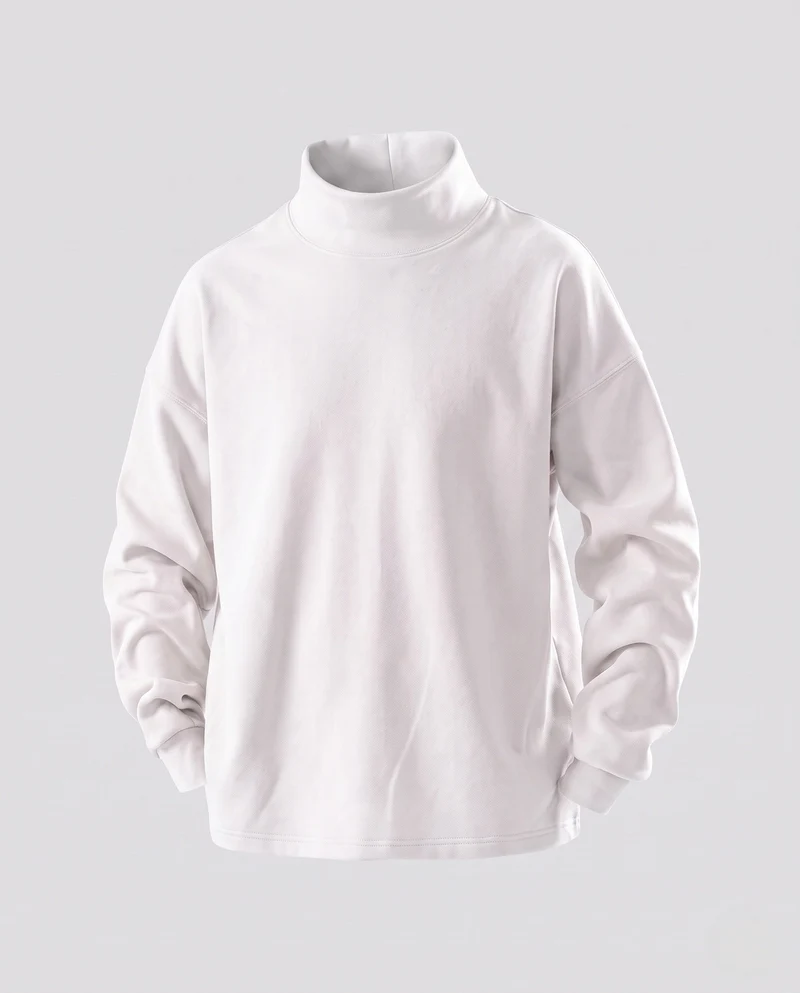Herren Oversize Rollkragenpullover aus weichem Fleece mit überschnittenen Schultern Nord Taschen