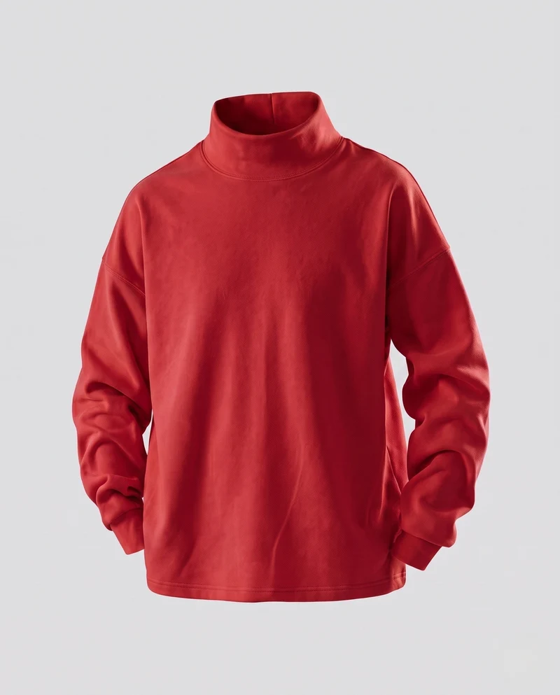 Herren Oversize Rollkragenpullover aus weichem Fleece mit überschnittenen Schultern Nord Taschen