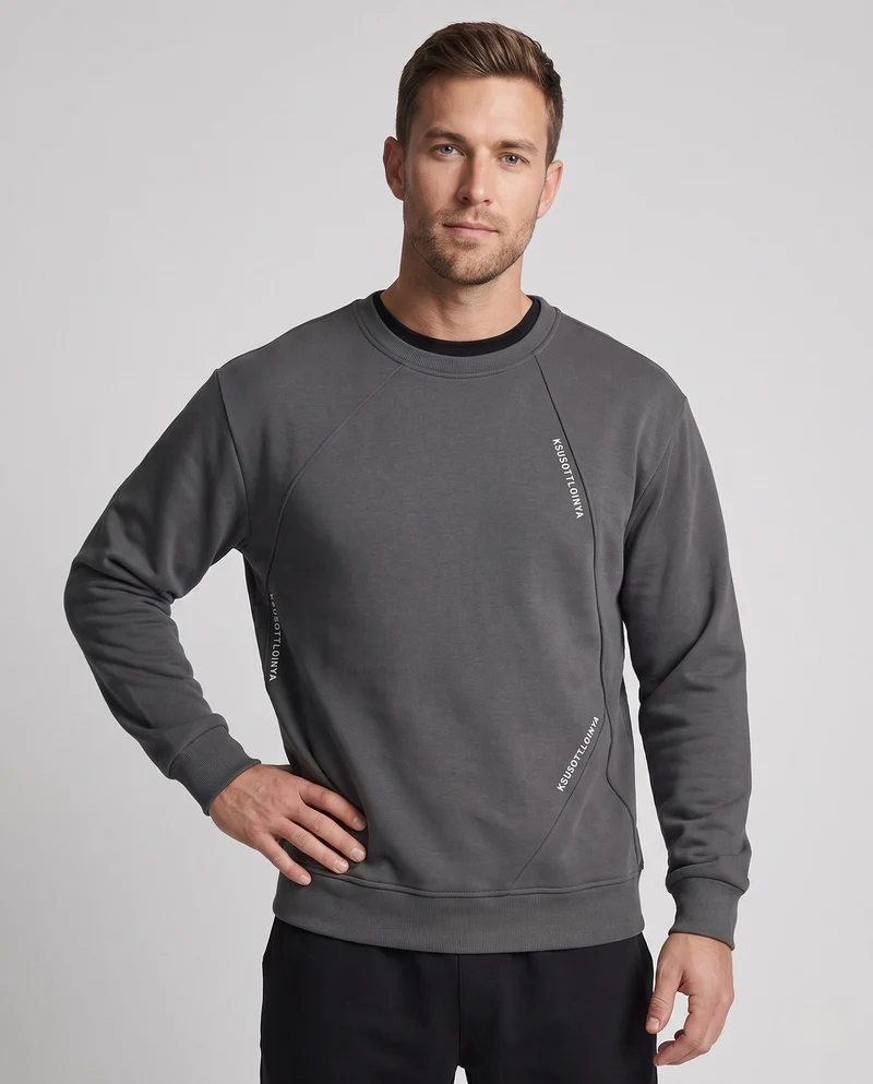 Herren oversized Raglan-Sweatshirt mit diagonaler Nahtdetail und geripptem Saum Nord Taschen