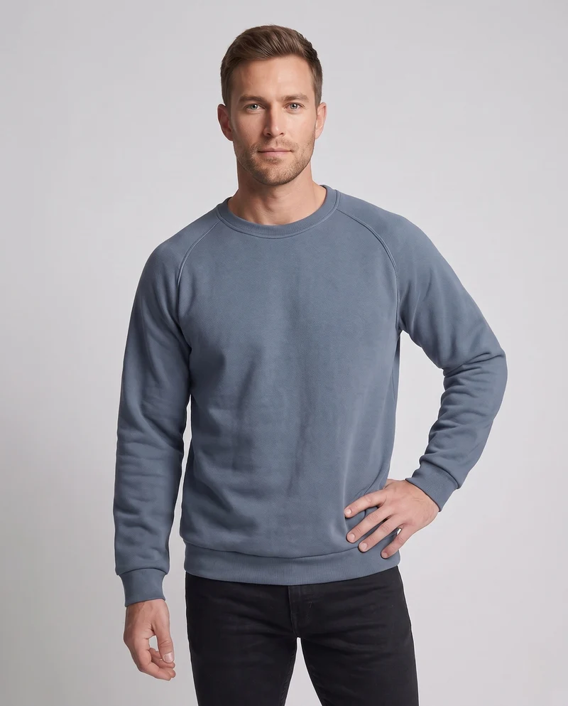 Herren Oversize Rundhals-Sweatshirt mit Thermofleece-Innenfutter Nord Taschen