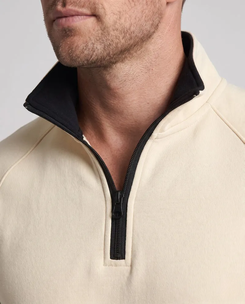 Herren-Sweatshirt mit halbem Reißverschluss, Stehkragen & kontrastierenden Ellbogen-Patches Nord Taschen