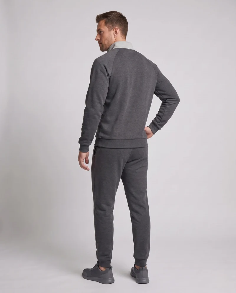 Herren Raglan-Halbzip Sweatshirt mit Stehkragen, Brusttasche mit Klappe und Kontrastbesatz Nord Taschen