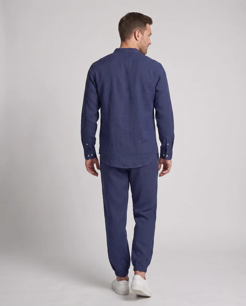 Herren Lagenlook Loungewear-Set mit Stehkragen Henley & elastischen Jogginghosen Nord Taschen