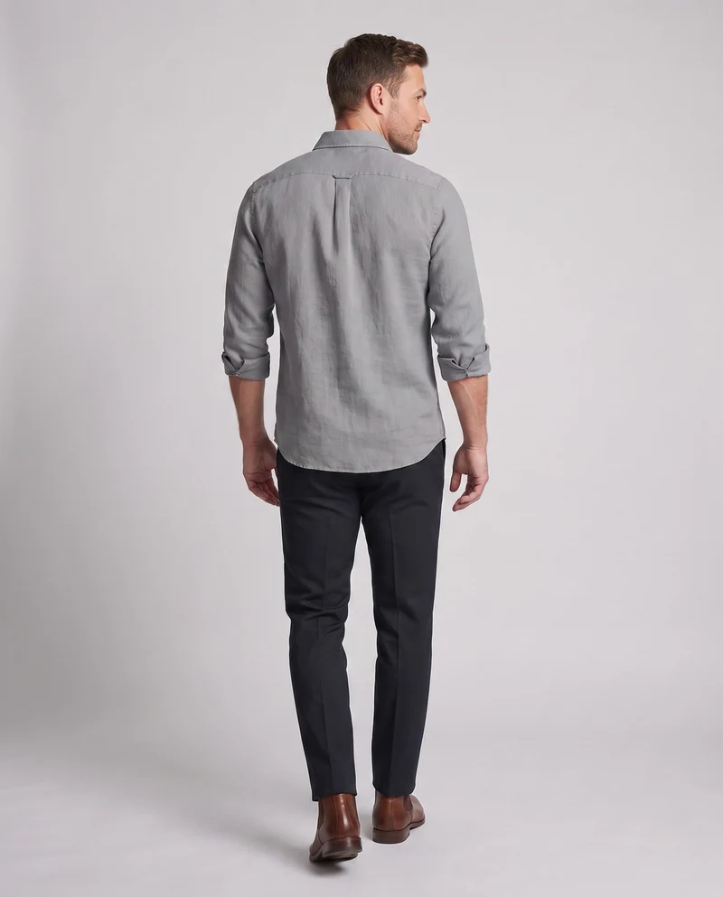Herren Leichtes Leinenmischung Strand Loungewear Set mit Stehkragen Henley und lockeren gefalteten Hosen Nord Taschen