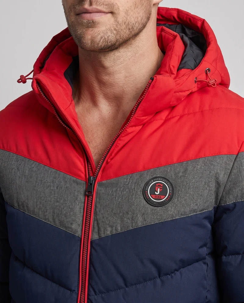 Männer gesteppte Winterjacke mit Kapuze, wasserabweisend, winddicht, isolierte thermische Fütterung, Nord Taschen