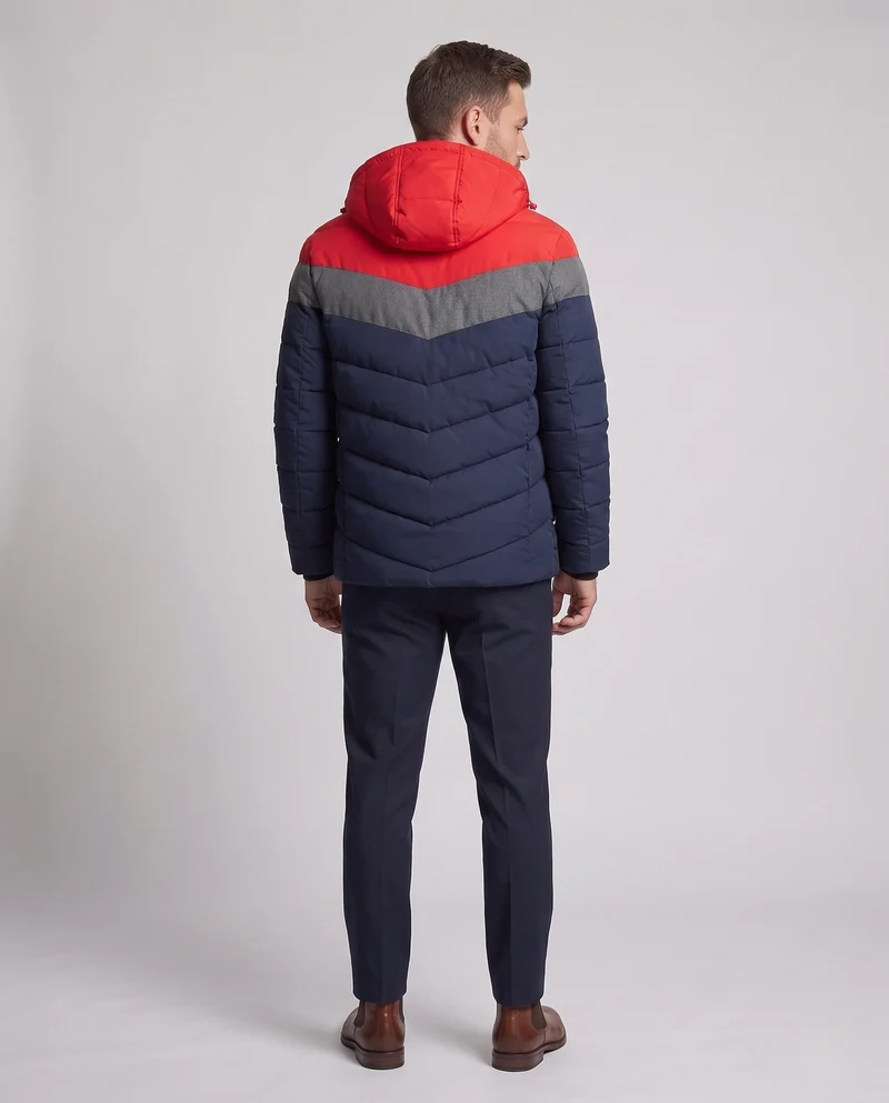 Männer gesteppte Winterjacke mit Kapuze, wasserabweisend, winddicht, isolierte thermische Fütterung, Nord Taschen