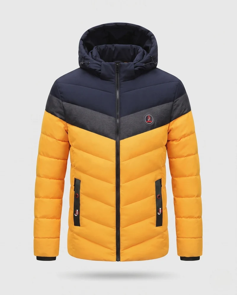 Männer gesteppte Winterjacke mit Kapuze, wasserabweisend, winddicht, isolierte thermische Fütterung, Nord Taschen