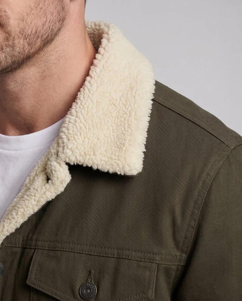 Herren-Sherpa-futterte Canvas-Jacke mit Reverskragen und Brusttaschen Nord Taschen
