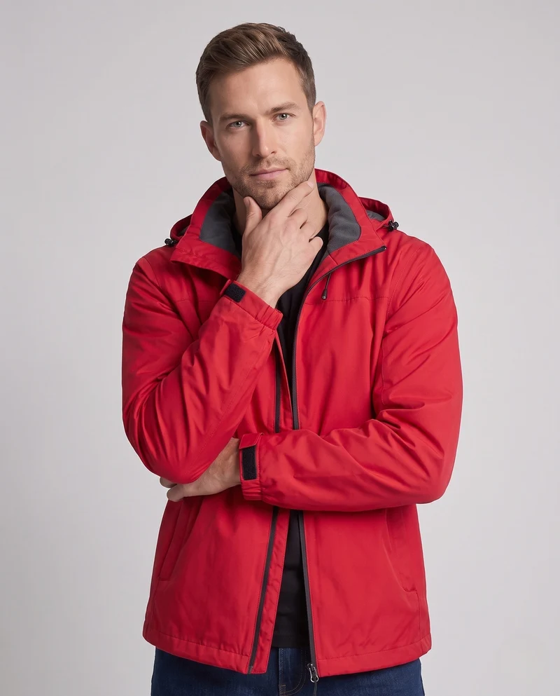 Minimalistische Softshell-Regenjacke für Herren mit Kordelzugkapuze und feuchtigkeitsableitender Membran Nord Taschen