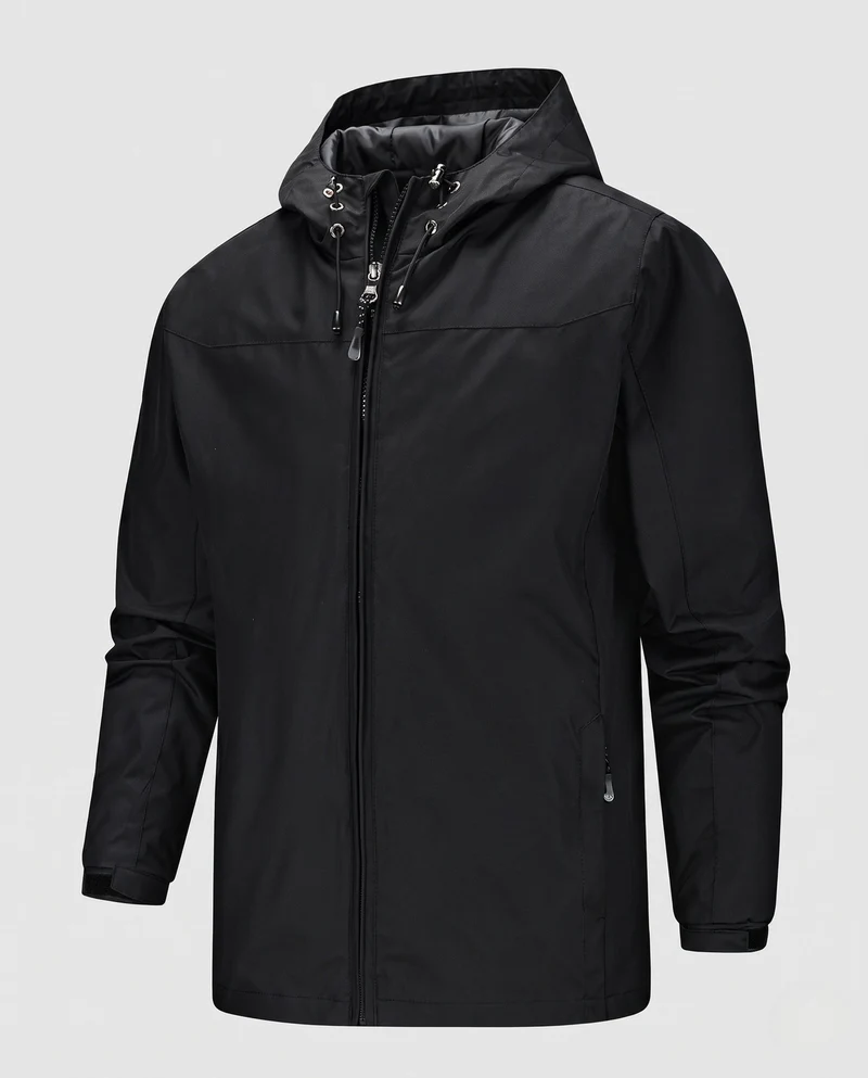 Minimalistische Softshell-Regenjacke für Herren mit Kordelzugkapuze und feuchtigkeitsableitender Membran Nord Taschen