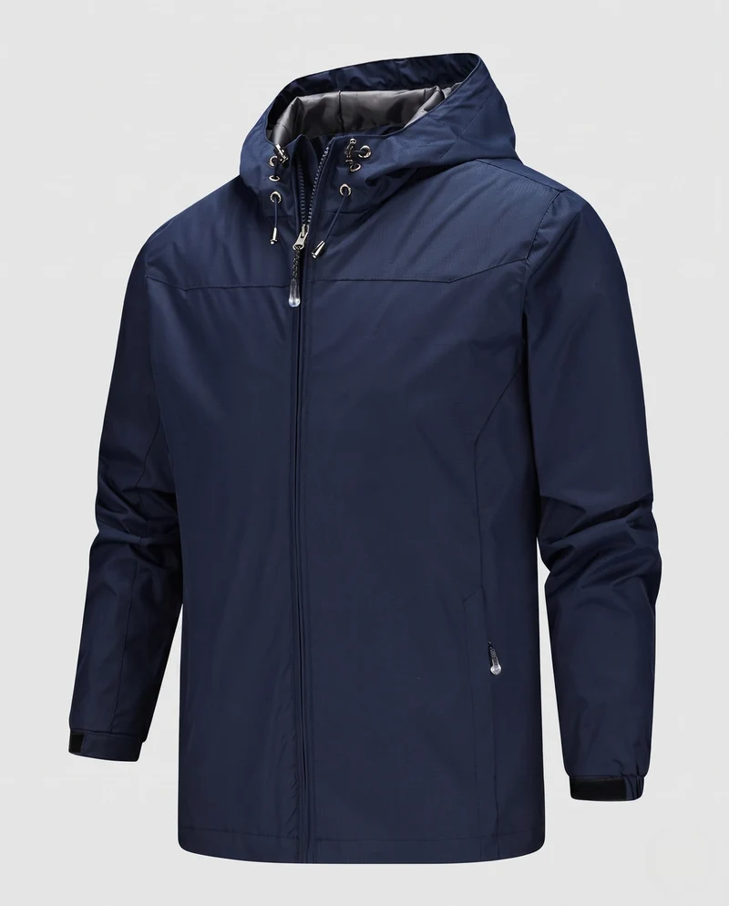 Minimalistische Softshell-Regenjacke für Herren mit Kordelzugkapuze und feuchtigkeitsableitender Membran Nord Taschen