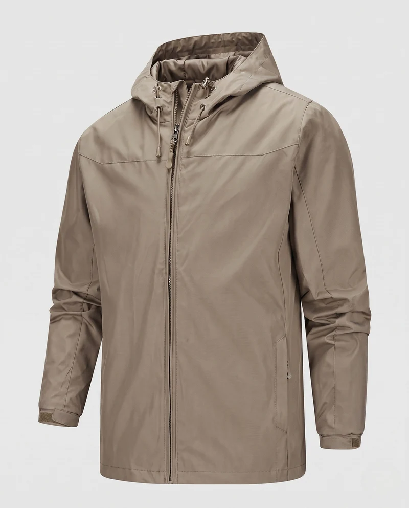 Minimalistische Softshell-Regenjacke für Herren mit Kordelzugkapuze und feuchtigkeitsableitender Membran Nord Taschen