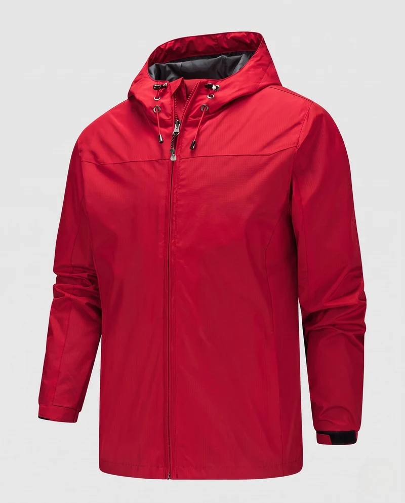 Minimalistische Softshell-Regenjacke für Herren mit Kordelzugkapuze und feuchtigkeitsableitender Membran Nord Taschen