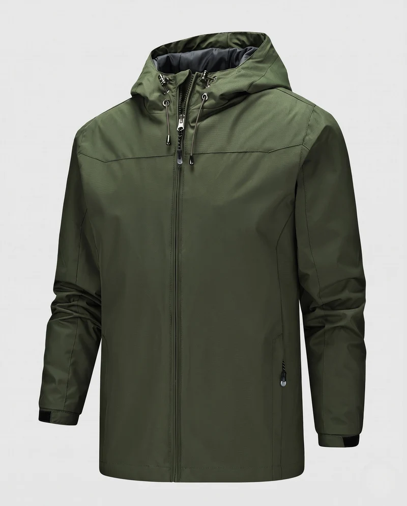Minimalistische Softshell-Regenjacke für Herren mit Kordelzugkapuze und feuchtigkeitsableitender Membran Nord Taschen