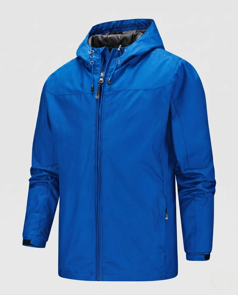 Minimalistische Softshell-Regenjacke für Herren mit Kordelzugkapuze und feuchtigkeitsableitender Membran Nord Taschen