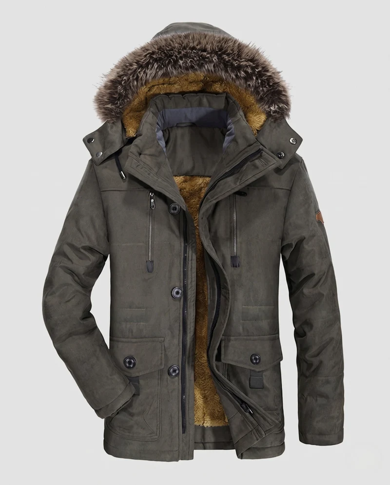 Herren-Parka mit Teddyfutter und Kapuze aus Kunstfell Nord Taschen