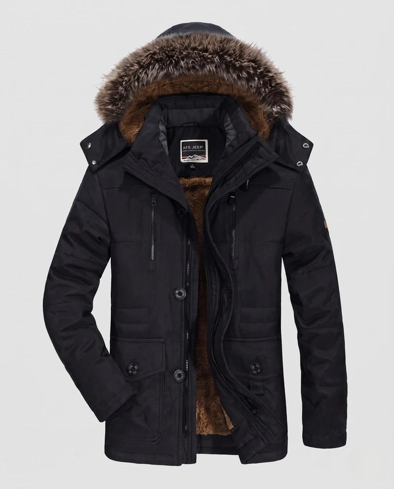 Herren-Parka mit Teddyfutter und Kapuze aus Kunstfell Nord Taschen