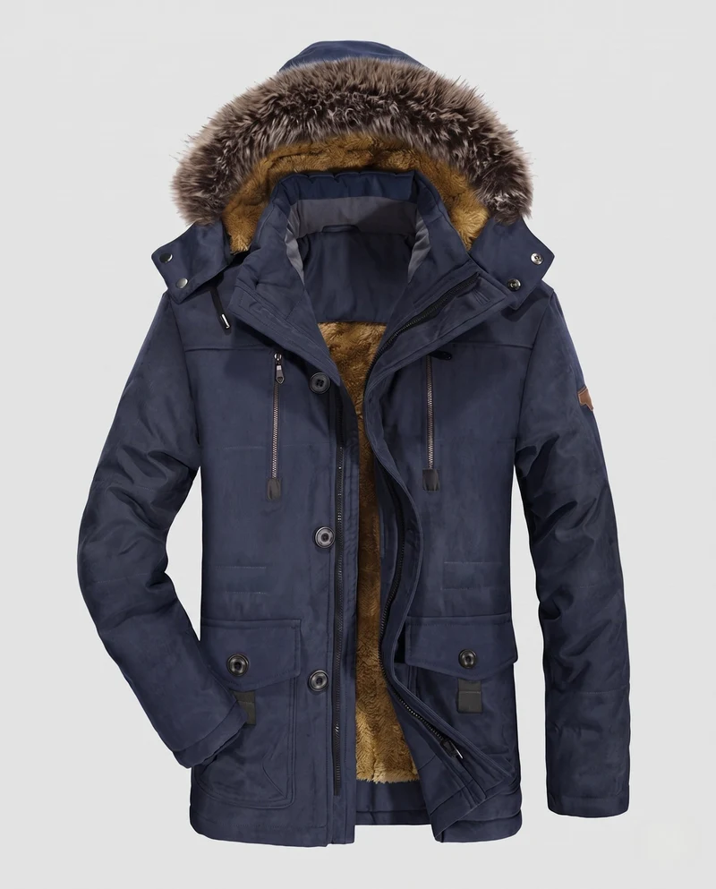 Herren-Parka mit Teddyfutter und Kapuze aus Kunstfell Nord Taschen