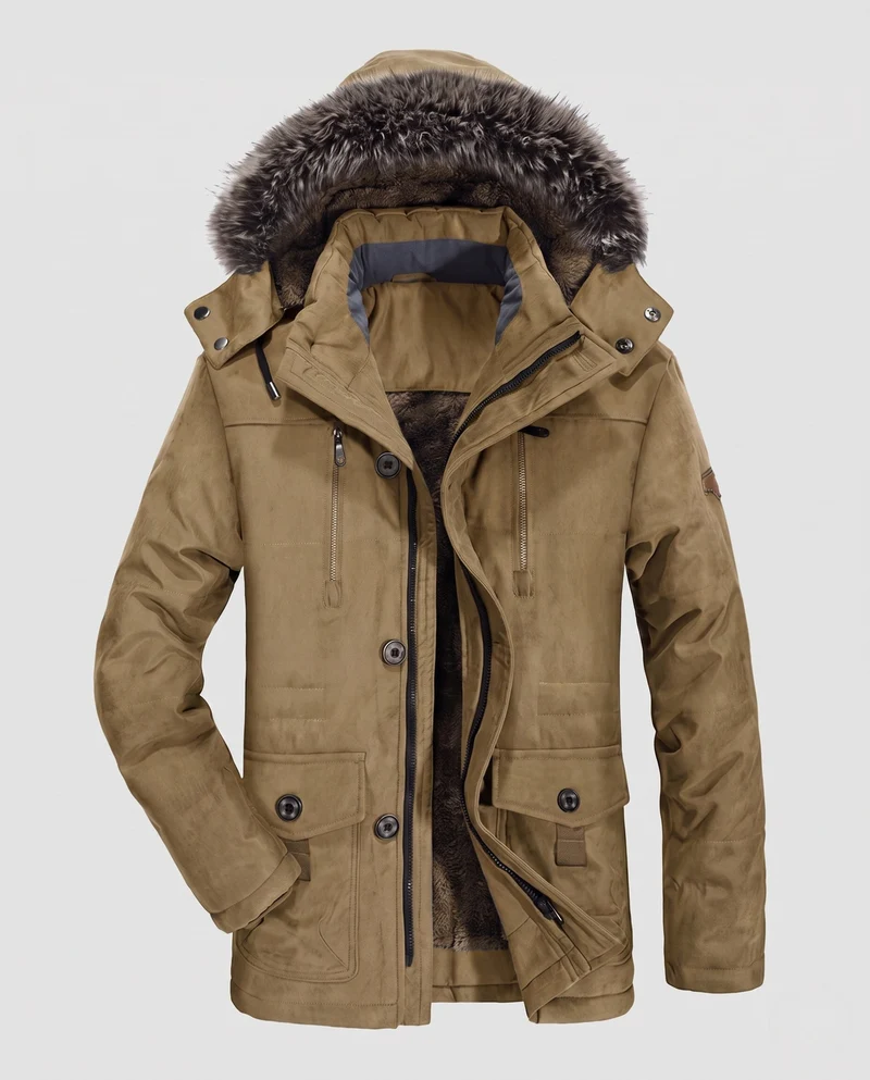 Herren-Parka mit Teddyfutter und Kapuze aus Kunstfell Nord Taschen