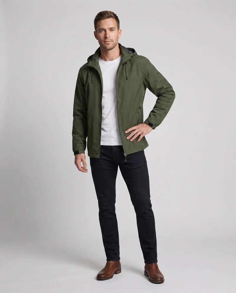 Leichte, wind- und wasserabweisende Herren-Outdoormantel mit verdecktem Reißverschluss Nord Taschen