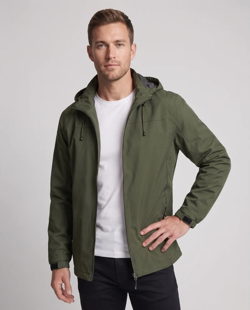 Leichte, wind- und wasserabweisende Herren-Outdoormantel mit verdecktem Reißverschluss Nord Taschen