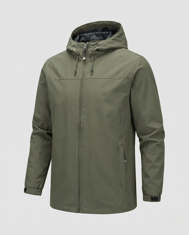 Leichte, wind- und wasserabweisende Herren-Outdoormantel mit verdecktem Reißverschluss Nord Taschen
