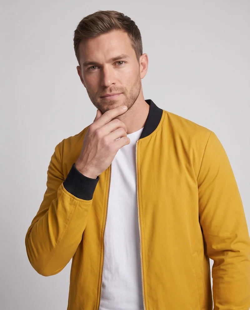 Herren Leichtgewicht Bomber Sweatshirt mit vollem Reißverschluss und seitlichen Taschen Nord Taschen