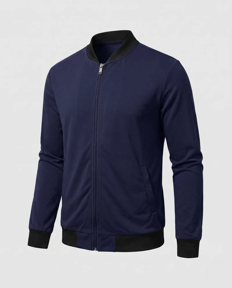 Herren Leichtgewicht Bomber Sweatshirt mit vollem Reißverschluss und seitlichen Taschen Nord Taschen