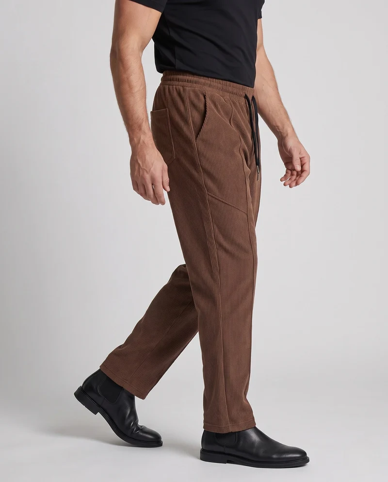 Herren gerade geschnittene Freizeitpant mit elastischem Bund, Kordelzug & 3D-Cut Nord Taschen