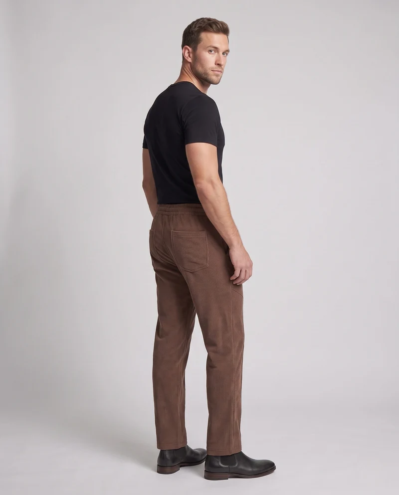 Herren gerade geschnittene Freizeitpant mit elastischem Bund, Kordelzug & 3D-Cut Nord Taschen