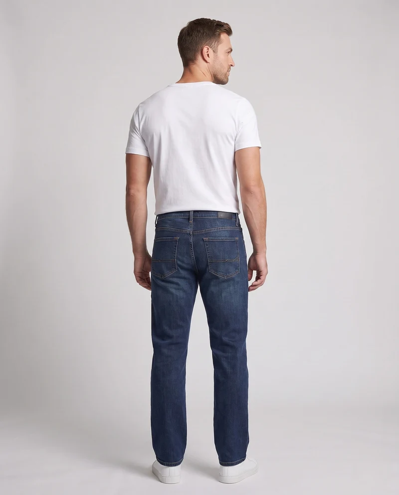 Herren gerade geschnittene entspannte Denim Jeans mit hoher Taille, fünf Taschen & lässiger lockerer Silhouette Nord Taschen