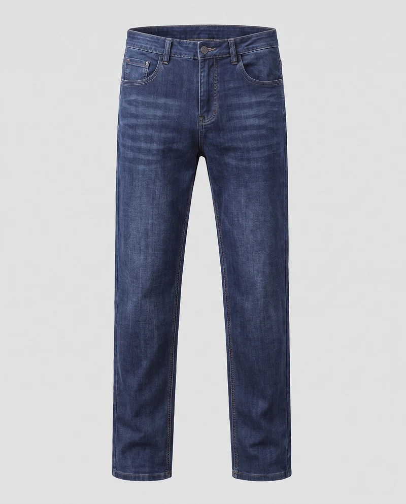 Herren gerade geschnittene entspannte Denim Jeans mit hoher Taille, fünf Taschen & lässiger lockerer Silhouette Nord Taschen