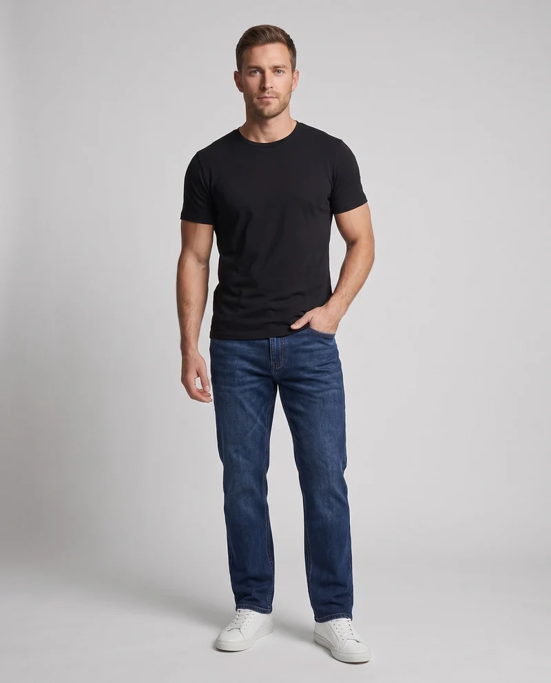 Herren Gerade Schnitt Relax Jeans aus Stretch Denim mit Elastischem Bund Nord Taschen