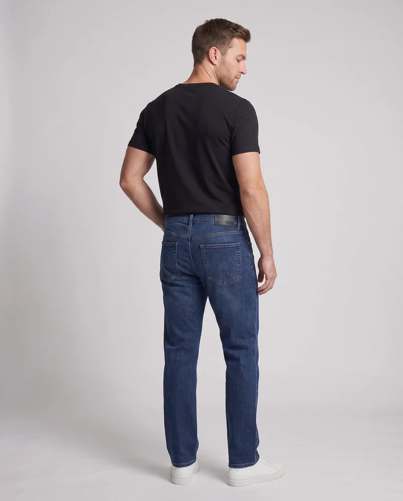 Herren Gerade Schnitt Relax Jeans aus Stretch Denim mit Elastischem Bund Nord Taschen