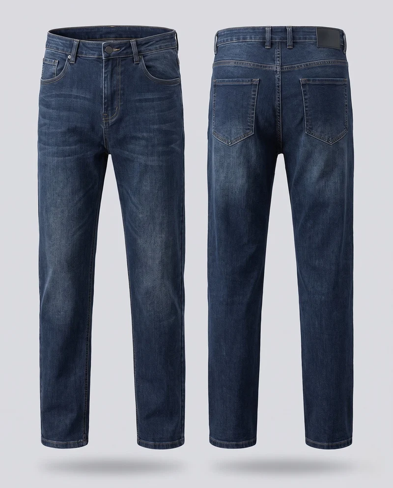 Herren Gerade Schnitt Relax Jeans aus Stretch Denim mit Elastischem Bund Nord Taschen