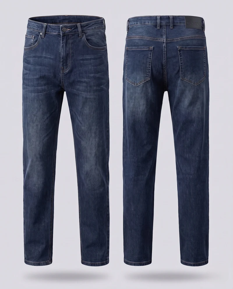 Herren Gerade Schnitt Relax Jeans aus Stretch Denim mit Elastischem Bund Nord Taschen