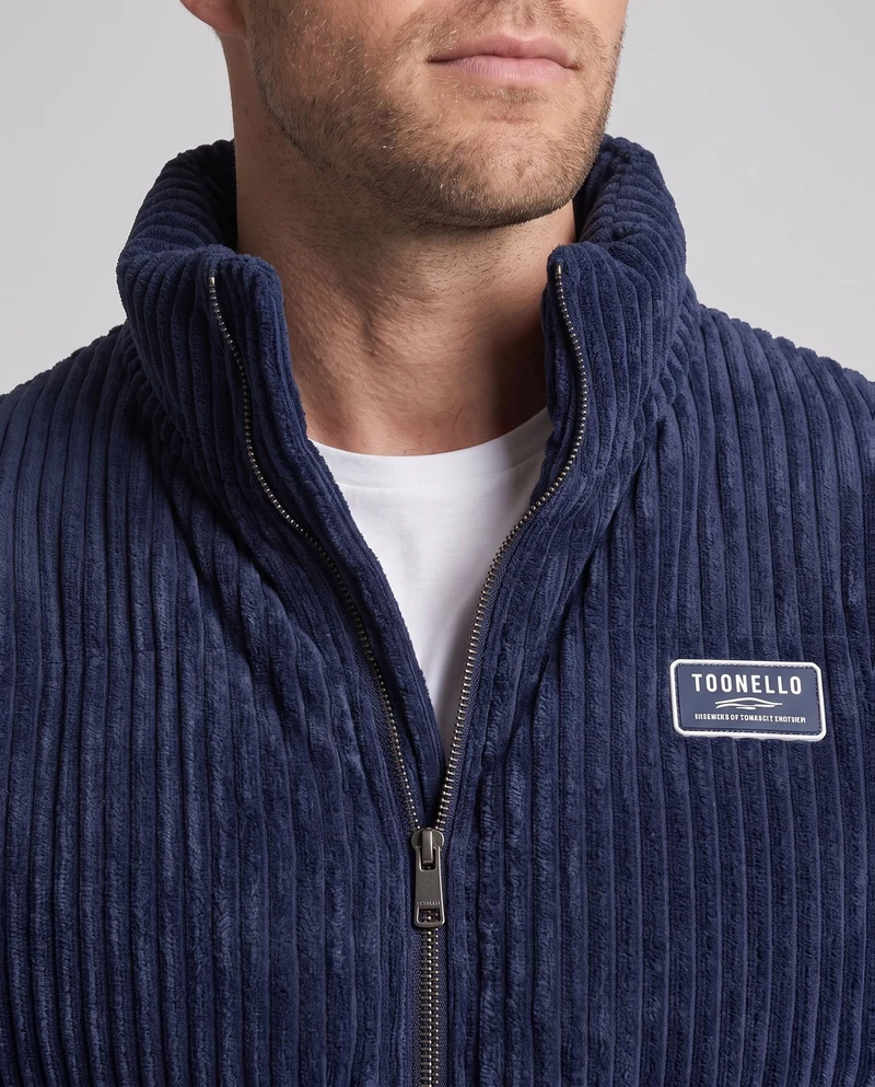 Herren gesteppte Kordfleecë Übergangsjacke mit thermischer Fütterung, hohem Stehkragen & Kordelzug Nord Taschen