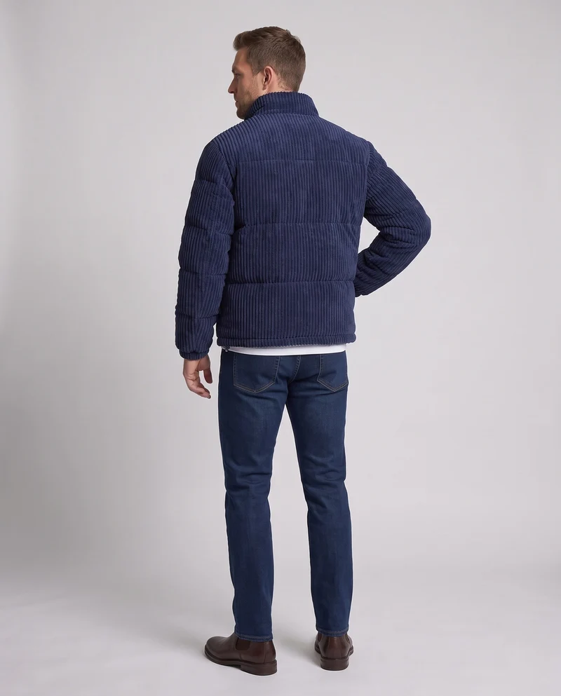 Herren gesteppte Kordfleecë Übergangsjacke mit thermischer Fütterung, hohem Stehkragen & Kordelzug Nord Taschen